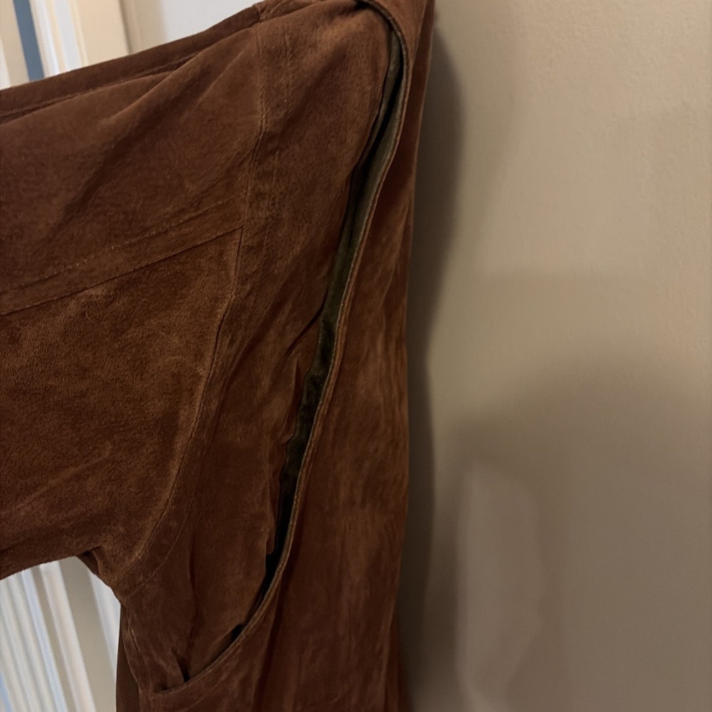 HILL & ARCHER BROWN SUEDE GENUINE LEATHER 2 TONE MENS JACKET SIZE 46 - Picture 8 of 12